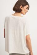 NA-KD Sheer Kimono Sleeve T-shirt - Offwhite