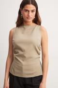 NA-KD Ruched Waist Sleeveless top - Brown