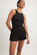 NA-KD Denimshorts med fold - Black