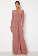 Goddiva Long Sleeve Glitter Maxi Dress Rose XL (UK16)