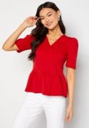 Happy Holly Madeleine peplum top Red 44/46