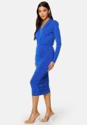 John Zack Deep V Rouched Midi Dress Cobalt XXL (UK18)