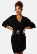 BUBBLEROOM Knitted V-neck Sweater Dress Black S