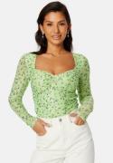 BUBBLEROOM Melandra mesh bustier top Green / Floral M