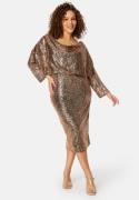 Goddiva Curve Seaquin Cowl Neck Midi Dress Champagne 52 (UK24)