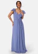 Bubbleroom Occasion Butterfly Sleeve Draped Chiffon Gown Dusty blue 46