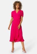 John Zack Short Sleeve Wrap Dress Hot Pink S (UK10)