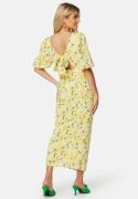 Bubbleroom Occasion Puff Sleeve Bow Midi Dress Yellow/Floral 44