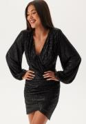 Bubbleroom Occasion Sequin Wrap Dress Black M