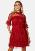 BUBBLEROOM Frill Lace Dress Red 42