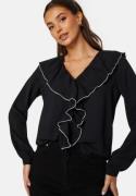 ONLY Lise Contrast Frill Shirt Black Detail: Pumice M