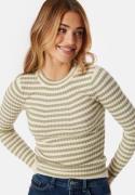 Pieces Crista LS O-Neck Knit Tea Stripes:Birsh S