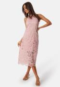 YAS Milda Lace Halterneck Midi Dress Pale Mauve L