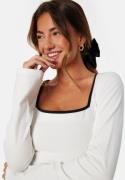 BUBBLEROOM Square Neck Contrast L/S Top White L