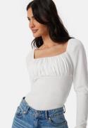 BUBBLEROOM Rushed Square Neck Long Sleeve Top White XS