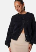 BUBBLEROOM Fluffy Knitted Pearl Cardigan Black L