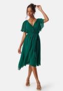 Goddiva Flutter Chiffon Midi Dress Green M (UK12)