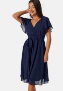 Goddiva Flutter Chiffon Midi Dress Navy S (UK10)