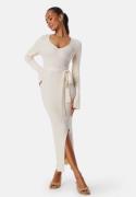 BUBBLEROOM Slit Knitted Midi Dress Cream XS