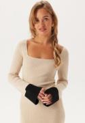 BUBBLEROOM Contrast Rib Knitted Top Light beige XS