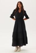 Happy Holly Frill Neck Tiered Maxi Dress Black 40/42