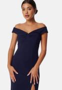 Bubbleroom Occasion Twist Off Shoulder Gown Dark blue M