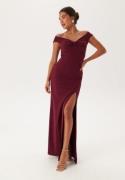 Bubbleroom Occasion Twist Off Shoulder Gown Wine-red S