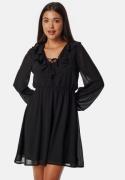 BUBBLEROOM V-neck Short Frill Dress Black XL