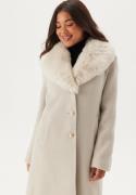 Chiara Forthi Fur Collar Wool Blend Coat Light beige S