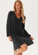 BUBBLEROOM Sparkling Puff Sleeve Dress Black/Silver L