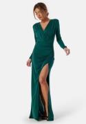 Bubbleroom Occasion Long Sleeve Soft Gown Dark green XS