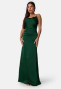 Bubbleroom Occasion Waterfall Satin Gown Dark green 44