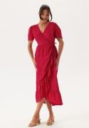 Happy Holly Evie Puff Sleeve Midi Wrap Dress Red/Dotted 36/38