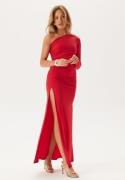 John Zack Long Sleeve One Shoulder Maxi Dress Red M (UK12)