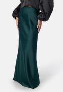 Bubbleroom Occasion Straight Satin Maxi Skirt Dark green  S