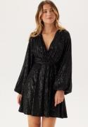 Bubbleroom Occasion Sequin Balloon Sleeve Dress Black M