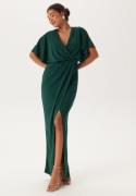 Bubbleroom Occasion Wrap Slit Maxi Dress Dark green S