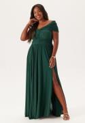 Goddiva Curve Bardot Rouched Maxi With Split Green 48 (UK20)