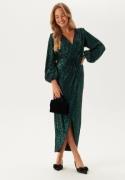 Bubbleroom Occasion Sequin Wrap Gown Green/Black L