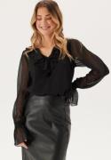 BUBBLEROOM V-neck Frill L/S Chiffon Blouse Black 40