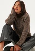 VILA Vilory High Neck L/S KNIT TOP  Coffee Bean Pattern:eggnog Mel L