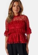 BUBBLEROOM Frill Lace Blouse Red 42