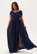 Goddiva Curve Bardot Rouched Maxi With Split Navy 52 (UK24)