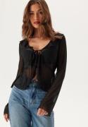 BUBBLEROOM Mesh Tie Cardigan Black XL