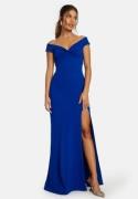 Bubbleroom Occasion Twist Off Shoulder Gown Blue XL