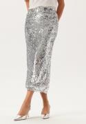 BUBBLEROOM Sequin Midi Skirt Silver XS