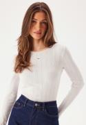 TOMMY JEANS Tjw Slim Pointelle Rib Tee Ls YBL Ecru S