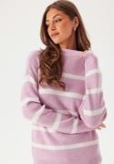 VILA Viril Mockneck L/S Knit Rib Top Winsome Orchid/White Alyssum XS