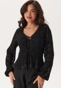 BUBBLEROOM Sheer Tie Blouse Black XS