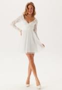 Bubbleroom Occasion 3D Flower L/S Lace Dress White 44